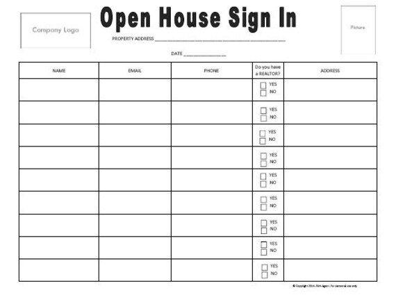 open house sign in sheet best seller real estate forms etsy open house sign in sheet