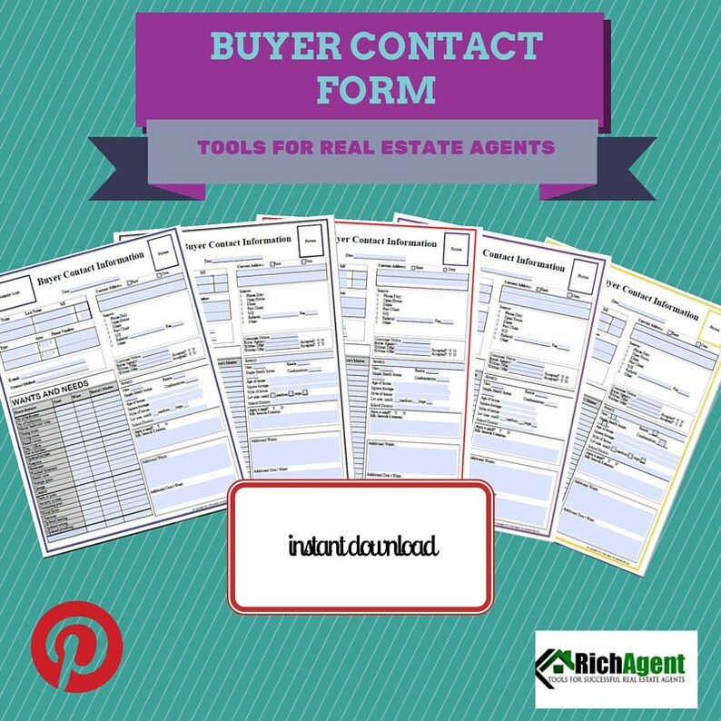Buyer Contact Form Yellow Real Estate Forms Realtor Etsy