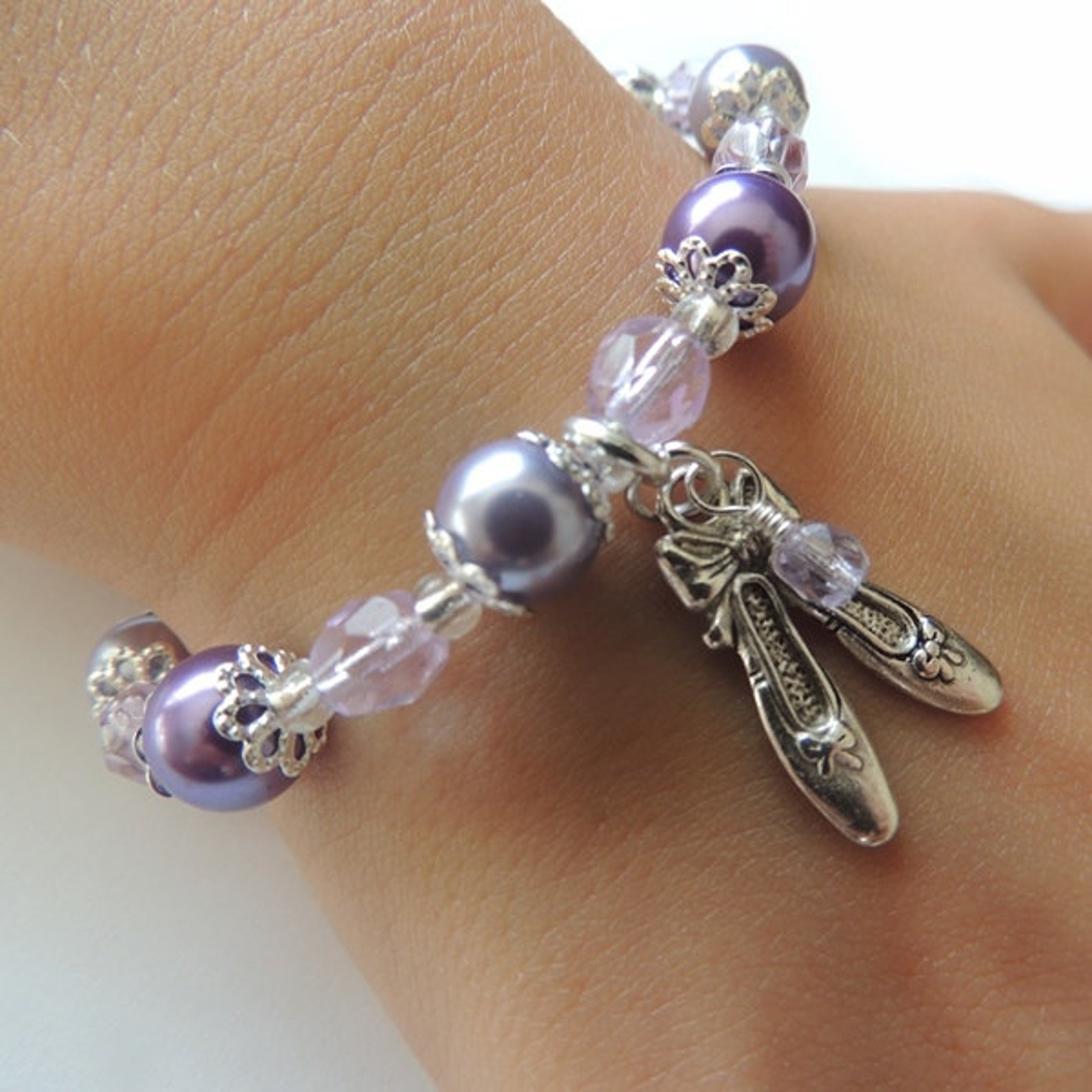 purple girls ballet shoes bracelet | bridesmaid bracelet| flower girl bracelet | ballet charm bracelet |gifts for girls | girls