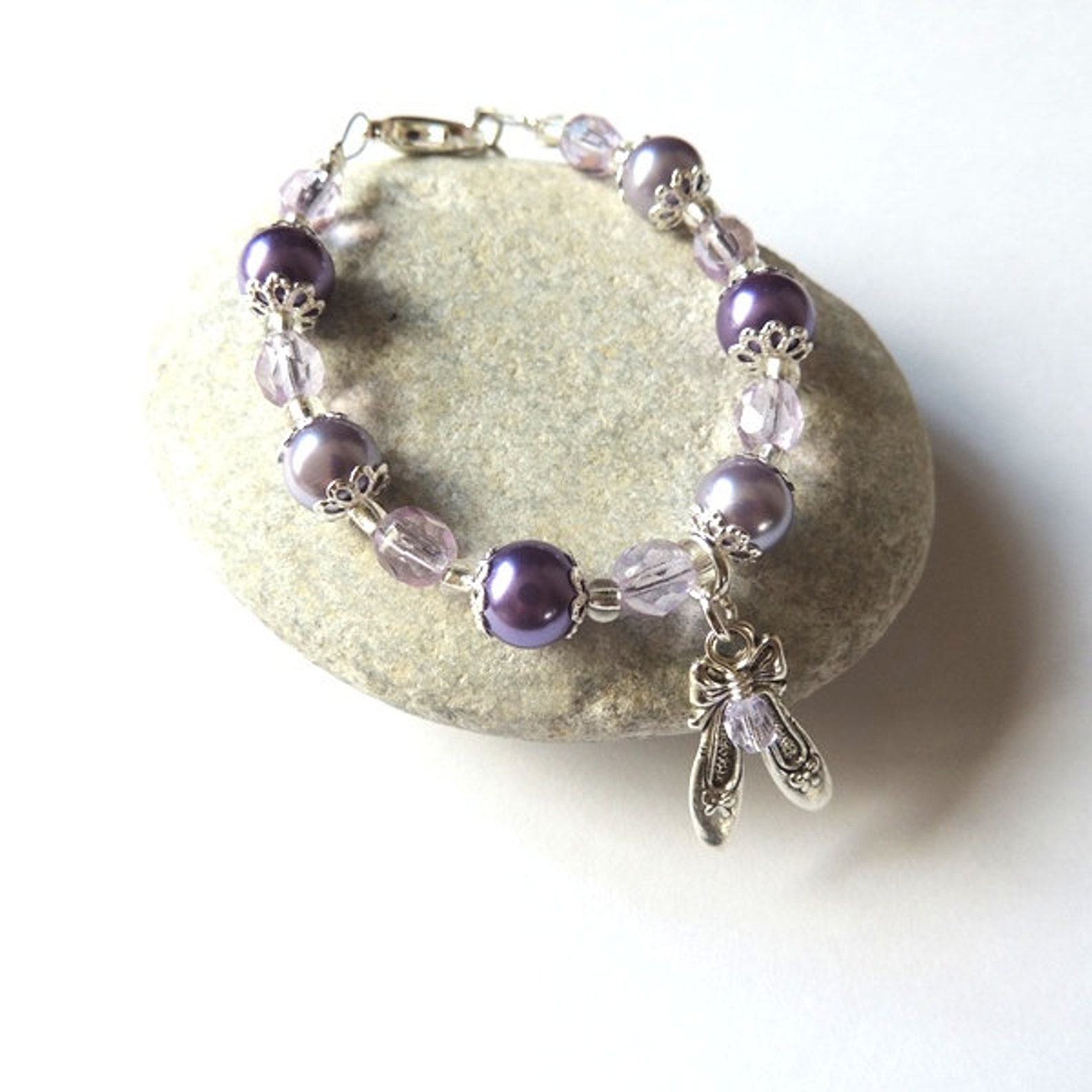 purple girls ballet shoes bracelet | bridesmaid bracelet| flower girl bracelet | ballet charm bracelet |gifts for girls | girls