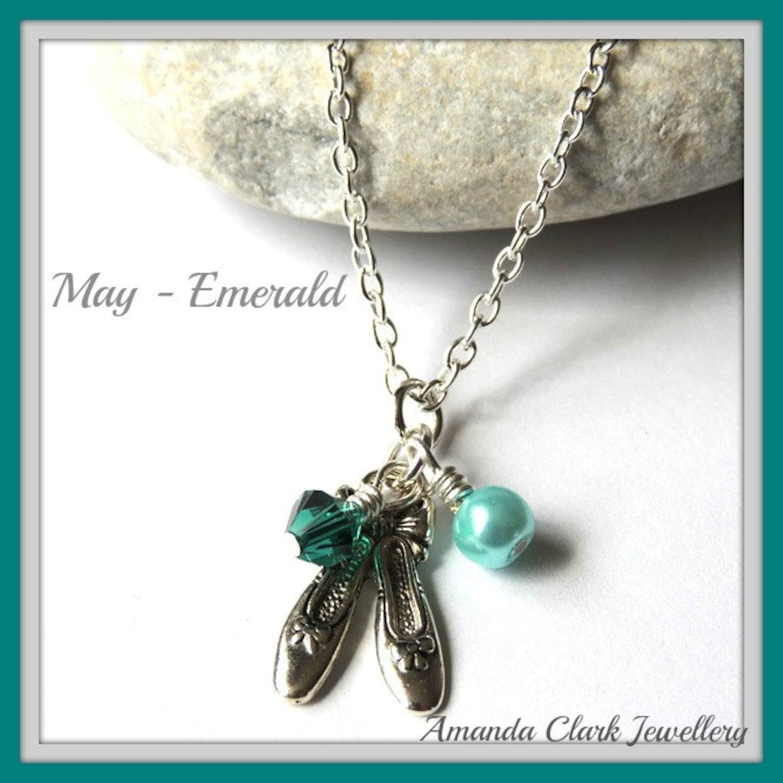 birthstone ballet shoes swarovski crystal pendant | flower girl necklace | bridesmaid pendant | ballet shoes necklace | birthsto