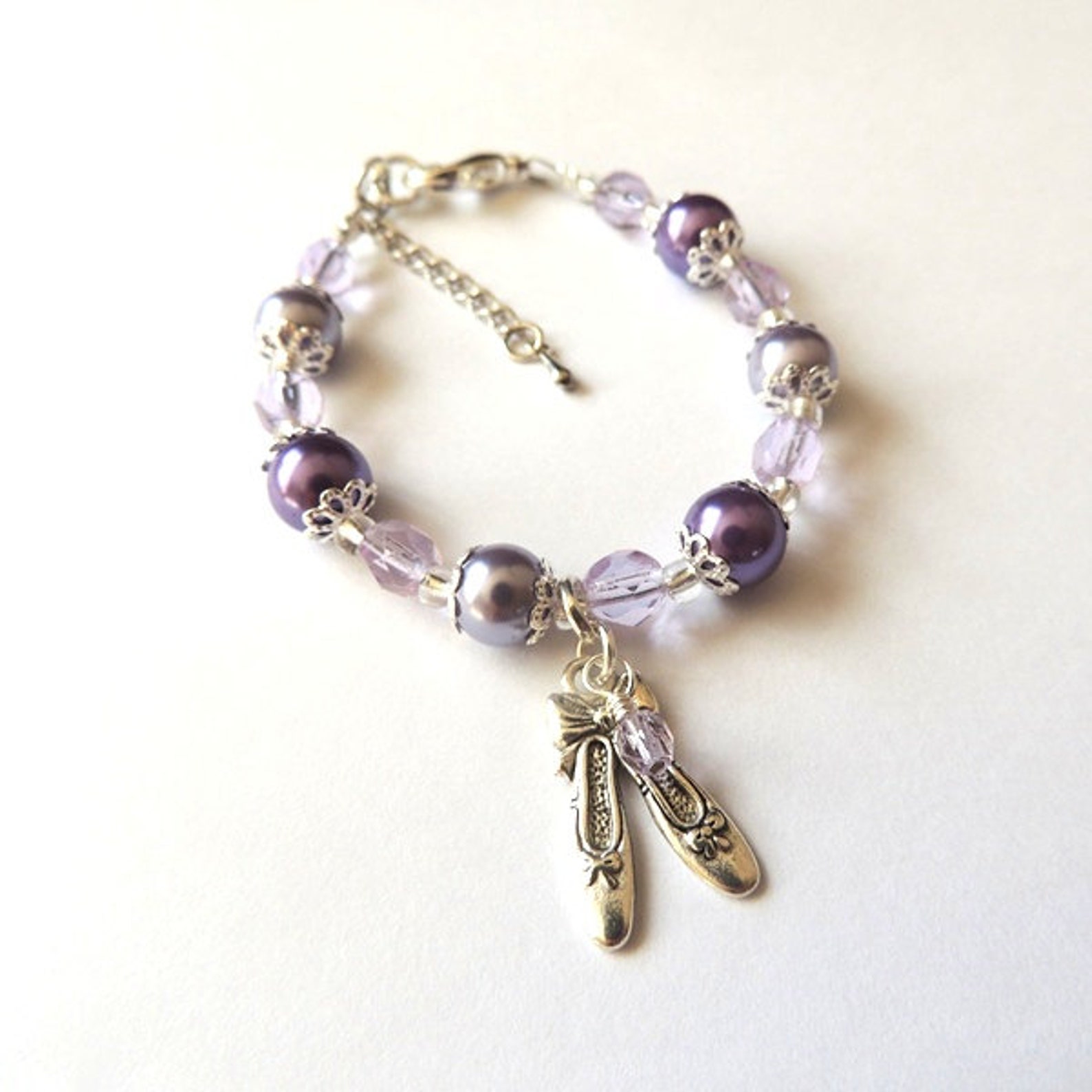 purple girls ballet shoes bracelet | bridesmaid bracelet| flower girl bracelet | ballet charm bracelet |gifts for girls | girls