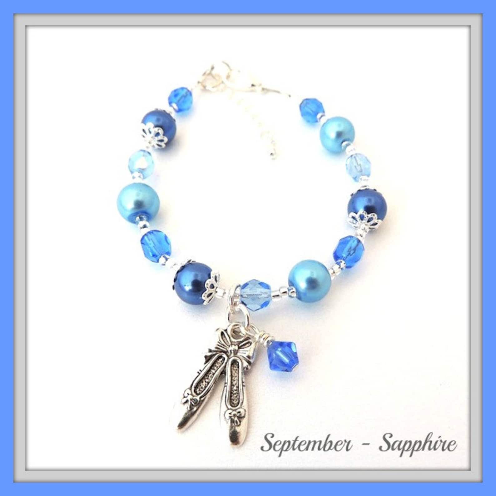 birthstone ballet shoes swarovski crystal bracelet | bridesmaid bracelet | aquamarine jewellery | birthstone bracelet |flower gi