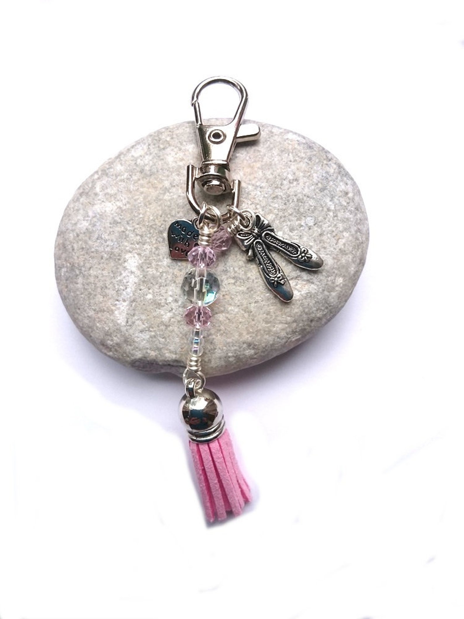 pink ballet shoesbeaded tassel bag charm | ballet bag charm | pink key fob | |gifts for her |children's gifts | girlie gifts