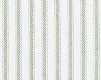 Pine Green and White Small Stripe Cotton Ticking Fabric by the Yard Drapery, Home Decor, or Craft Fabric M867