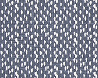 Abstract White Dots on Denim Look Designer Fabric by the Yard Slub Cotton Drapery, Curtain, Upholstery, Home Decor, or Craft Fabric M739