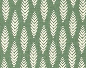 32" x 54" REMNANT Natural Beige Leaf Print on Green Cotton/Linen Blend Fabric Designer Home Decor Fabric Drapery or Upholstery Fabric R810C