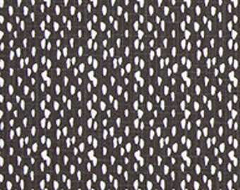 Abstract White Dots on Charcoal Black Designer Fabric by the Yard Slub Cotton Drapery, Curtain, Upholstery, Home Decor or Craft Fabric  M475