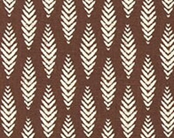 Natural Beige Leaf Print on Brown Cotton/Linen Blend Fabric Designer Home Decor Fabric by the Yard Drapery Curtain or Upholstery Fabric M778