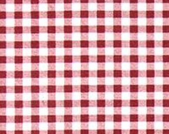 Deep Red & White Gingham Check Fabric by the Yard Cotton Home Decor, Drapery, Craft or Upholstery Red Plaid Fabric M887