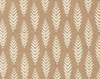 Natural Beige Leaf Print on Tan Cotton/Linen Blend Fabric Designer Home Decor Fabric by the Yard Drapery Curtain or Upholstery Fabric M775