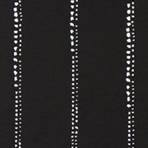 Outdoor or Indoor Black and White Minimalist Stripe Fabric by the Yard Designer Treated Polyester Easy Care Black Upholstery Fabric M733