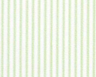 Spring Green & White Small Stripe Cotton Ticking Fabric by the Yard:  Home Decor and Craft Fabric M525