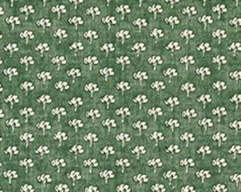 Fir Green Small Botanical Print on Natural Beige Print Fabric by the Yard Designer Upholstery, Drapery, Home Decor or Craft Fabric M846