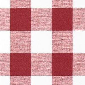 Deep Red & White Buffalo Check Fabric by the Yard, Designer Farmhouse Red Check Cotton Craft, Cottage Drapery or Upholstery Fabric M849