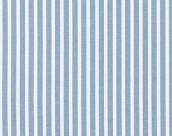 Blue and White Stripe Cotton Canvas Fabric: Home Decor, Drapery, Upholstery
