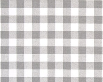 1 YD x 54" Gray and White Gingham Plaid Fabric by the Yard Designer Cotton Drapery or Upholstery Fabric Gray Small Plaid Check Fabric C226A