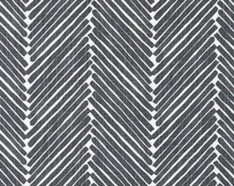 Charcoal Gray Chevron Fabric by the Yard: Slub Cotton Home Decor or Craft Fabri M699