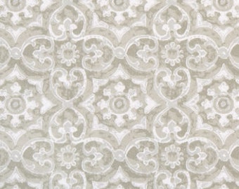 Taupe Gray and White Outdoor or Indoor Fabric by the Yard Designer Indoor Outdoor Home Decor, Upholstery or Drapery Fabric M188