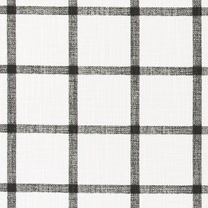 Black and Cream Windowpane Plaid Cotton Slub Fabric by the Yard Black and Ivory Grid Check Fabric Drapery, Curtain or Upholstery Fabric M450