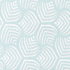 Soft Aqua, Gray & White Abstract Print Fabric by the Yard Designer Slub Cotton Fabric Drapery, Curtain, Upholstery or Home Decor Fabric M482
