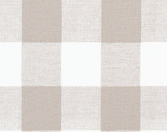 Taupe Tan Buffalo Checks Fabric by the Yard Neutral Taupe Cotton Print Drapery or Upholstery Fabric Tan Plaid Checks Craft Fabric M174