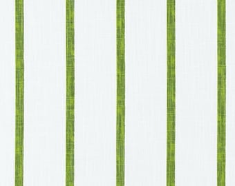 Green on White Striped Fabric by the Yard Slub Cotton Drapery, Upholstery, Craft and Home Decor Fabric Shaded Green Stripes Fabric M755