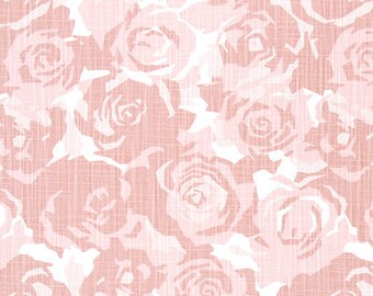 Floral Print in Shades of Blush Pink and White Cotton Slub Home Décor Fabric by the Yard M623