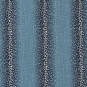 Shades of Blue & White Abstract Antelope Stripe Fabric by the Yard Designer Slub Cotton Drapery, Upholstery Home Decor and Craft Fabric M767