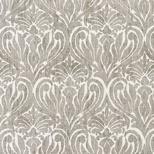 Taupe Damask Fabric: Modern Cotton Slub for Drapery or Upholstery