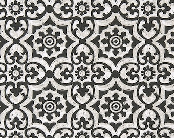Black & White Geometric Outdoor or Indoor Fabric by the Yard Designer Drapery, Cushion, Upholstery and Home Decor Easy Care Fabric M753