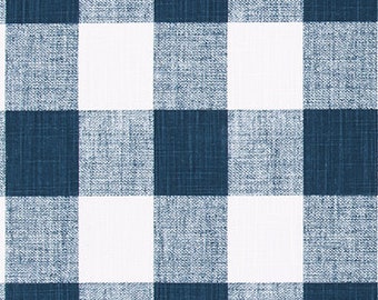 Designer Fabric Beige Gold Navy Plaid Cotton Drapery Upholstery