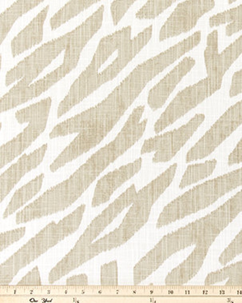 Zebra Print Slub Cotton Fabric: Tan & White Animal Print, Drapery, Home Decor, and Craft Fabric M653 image 2