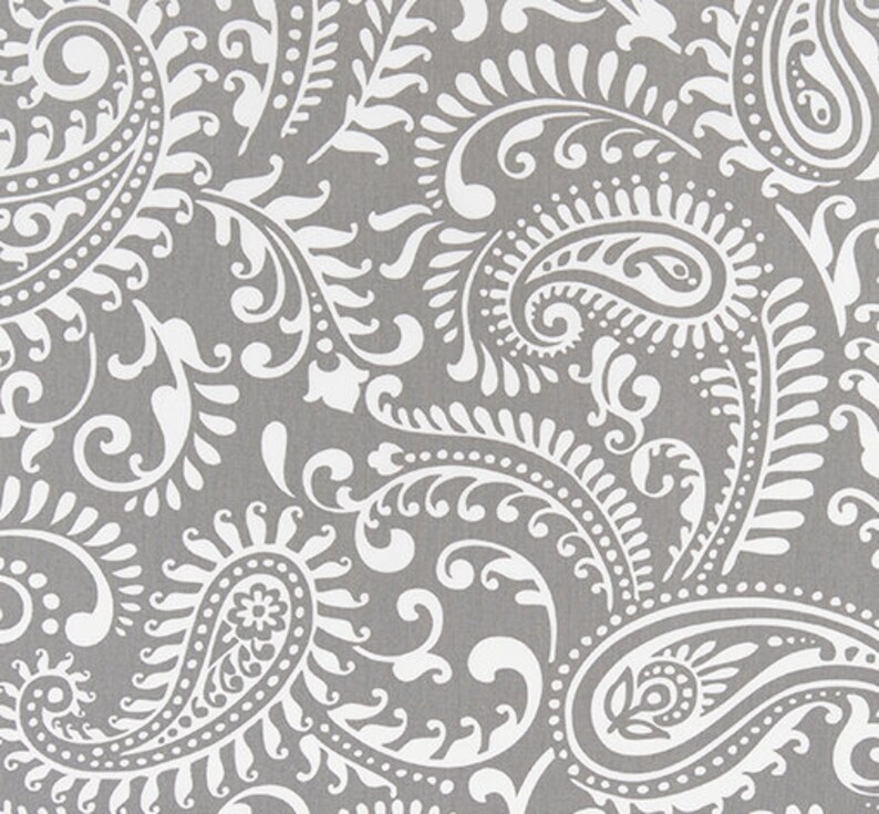 Gray and White Designer Paisley Cotton Print Fabric Drapery Etsy