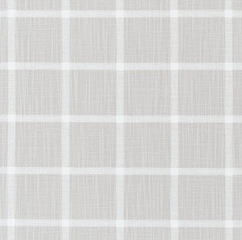 Gray and White Plaid Cotton Slub Fabric by the Yard French Gray and White Check Home Decor Fabric Drapery Curtain or Upholstery Fabric M401 image 1