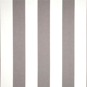 May include: A striped fabric with alternating white and gray stripes. The fabric has a subtle texture.