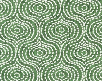 White Concentric Ovals on Deep Green Slub Cotton Drapery, Upholstery, Craft and Home Decor Fabric by the Yard M841