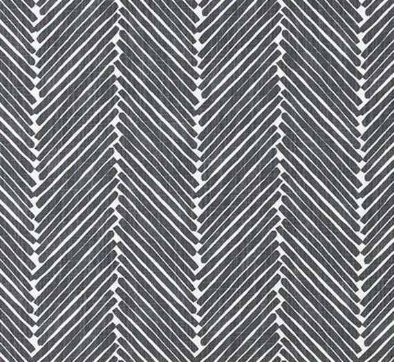Charcoal Gray & White Chevron Fabric by the Yard Designer Home - Etsy