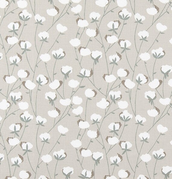 Cotton Bolls Print Home Decor Fabric Neutral Taupe Drapery, Upholstery Home Decor or Craft Fabric M331