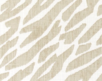 28" x 53" Remnant Tan & White Zebra Print Fabric Designer Slub Cotton Home Decor, Drapery, Curtains or Craft Zebra Animal Print Fabric R653D