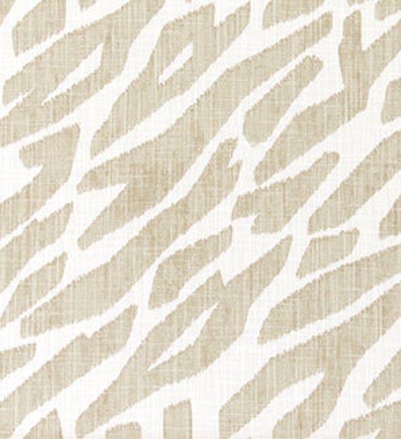 Zebra Print Slub Cotton Fabric: Tan & White Animal Print, Drapery, Home Decor, and Craft Fabric M653