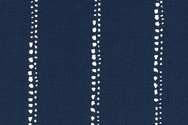 Indigo Navy and White Minimalist Stripe Fabric by the Yard Designer Cotton Home Decor Drapery Curtain or Upholstery Fabric Indigo Blue B377