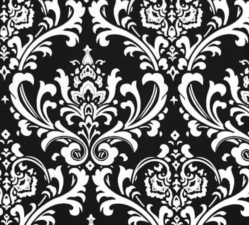Black and White Damask Print Fabric by the Yard Designer Etsy