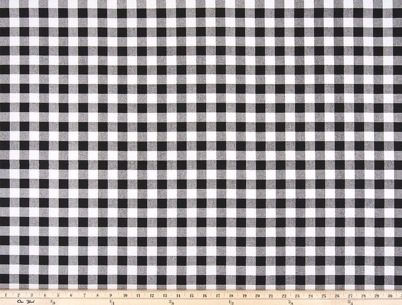 Black & White Gingham Check Fabric by the Yard Cotton Plaid Etsy