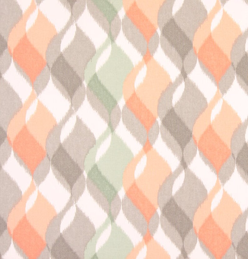 Taupe Peach And Sage Retro Look Spiral Fabric By The Yard Etsy