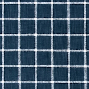 Navy and White Windowpane Checks Slub Cotton Drapery Curtain or Upholstery Fabric by the Yard Dark Blue & White Plaid Home Decor Fabric M399 image 3