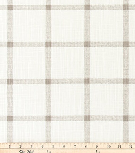 Taupe and Cream Windowpane Plaid Cotton Slub Fabric by the - Etsy