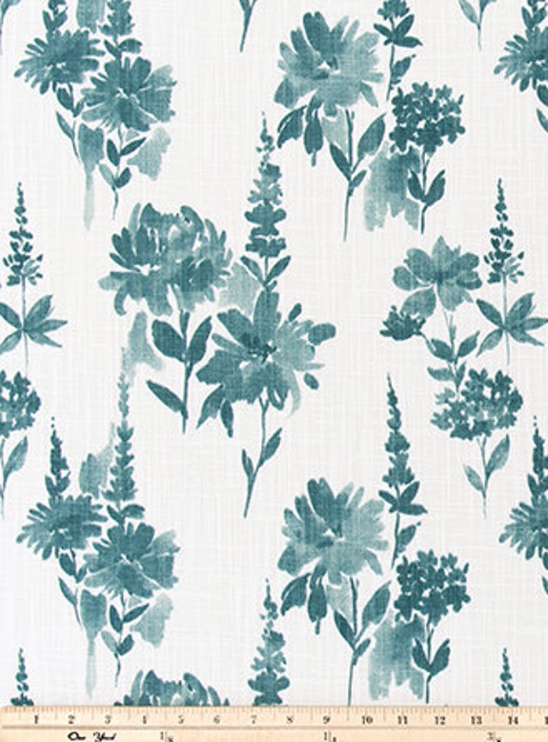 Floral Fabric in Shades of Teal Designer Home Decor Fabric by Etsy
