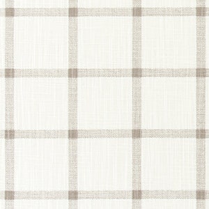 Taupe and Cream Windowpane Plaid Cotton Slub Fabric by the Yard Tan Taupe and Ivory Check Fabric Drapery Curtain or Upholstery Fabric M449