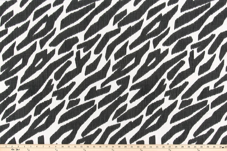 Charcoal Black and White Zebra Print Fabric by the Yard | Etsy